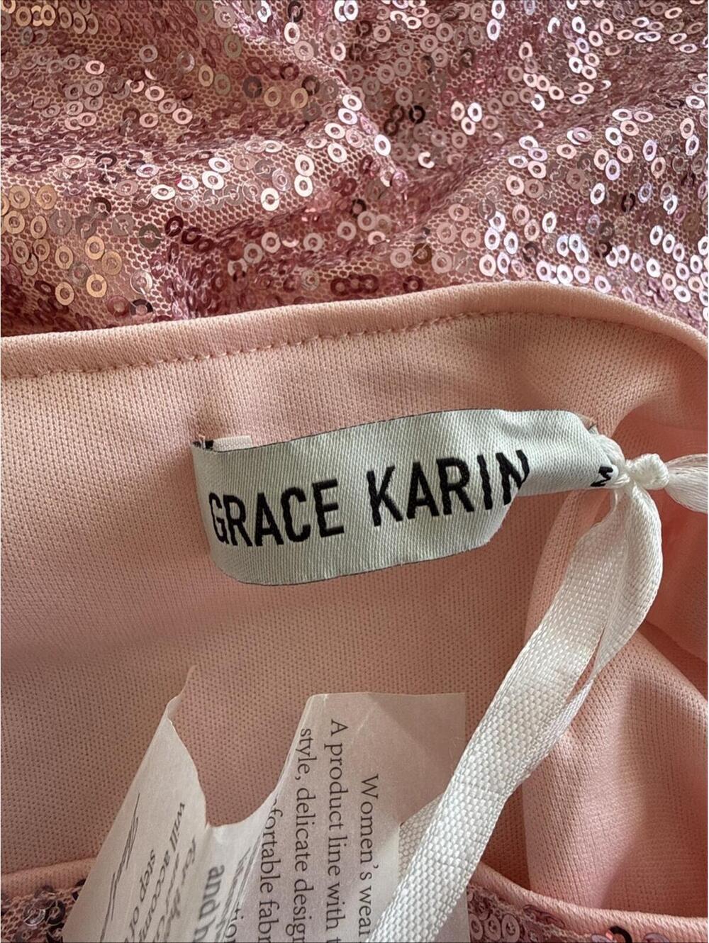 NWT Grace Karin Pink Sequin Ruched Cocktail Prom HOCO Special Occasion Dress M - Picture 5 of 9